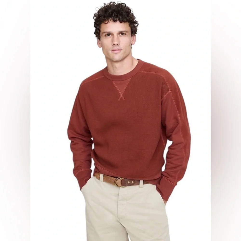 J.Crew Rust Red Merino Wool Crewneck Sweater Relaxed Fit Minimalist Classic XXL